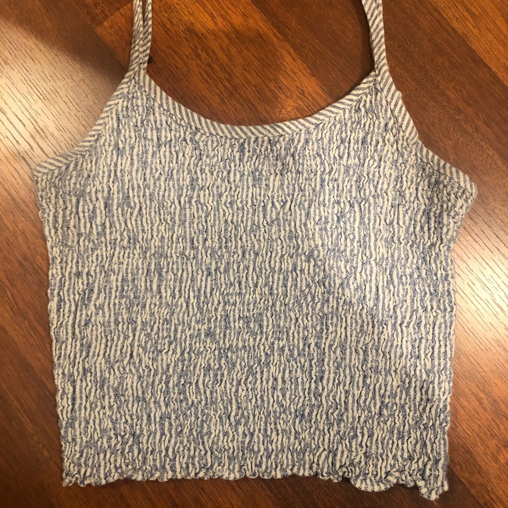 Brandy Melville blue and white crop top
